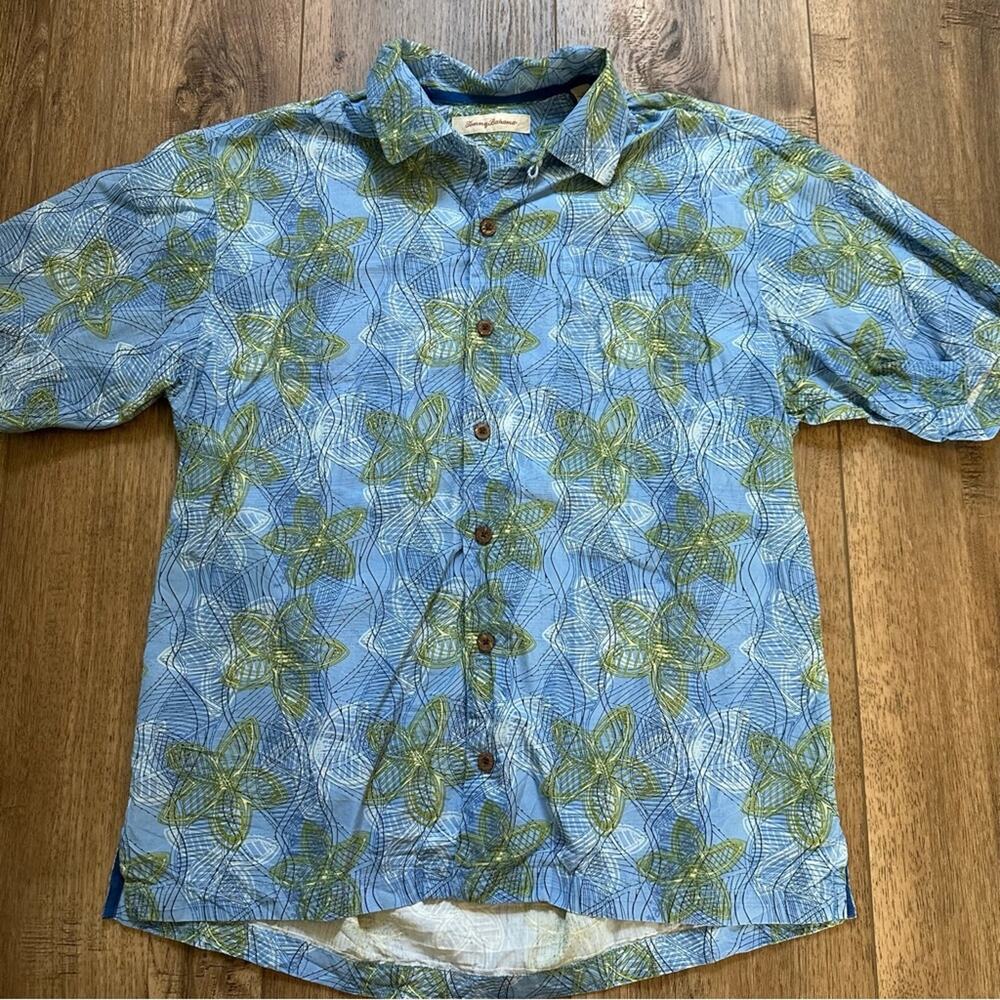 Tommy Bahama Men's Shirt, Button Down, Floral, Silk, Linen, Cotton, Large
